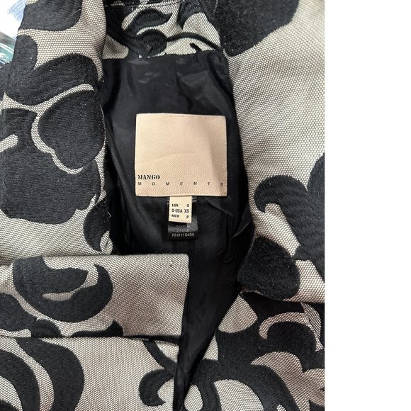 Mango Embroidered mesh structured coat trench floral black grey embroidery - Picture 7 of 7